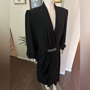 Vintage 80’s LiLi Ann Black Crepe Wrap Party Dress